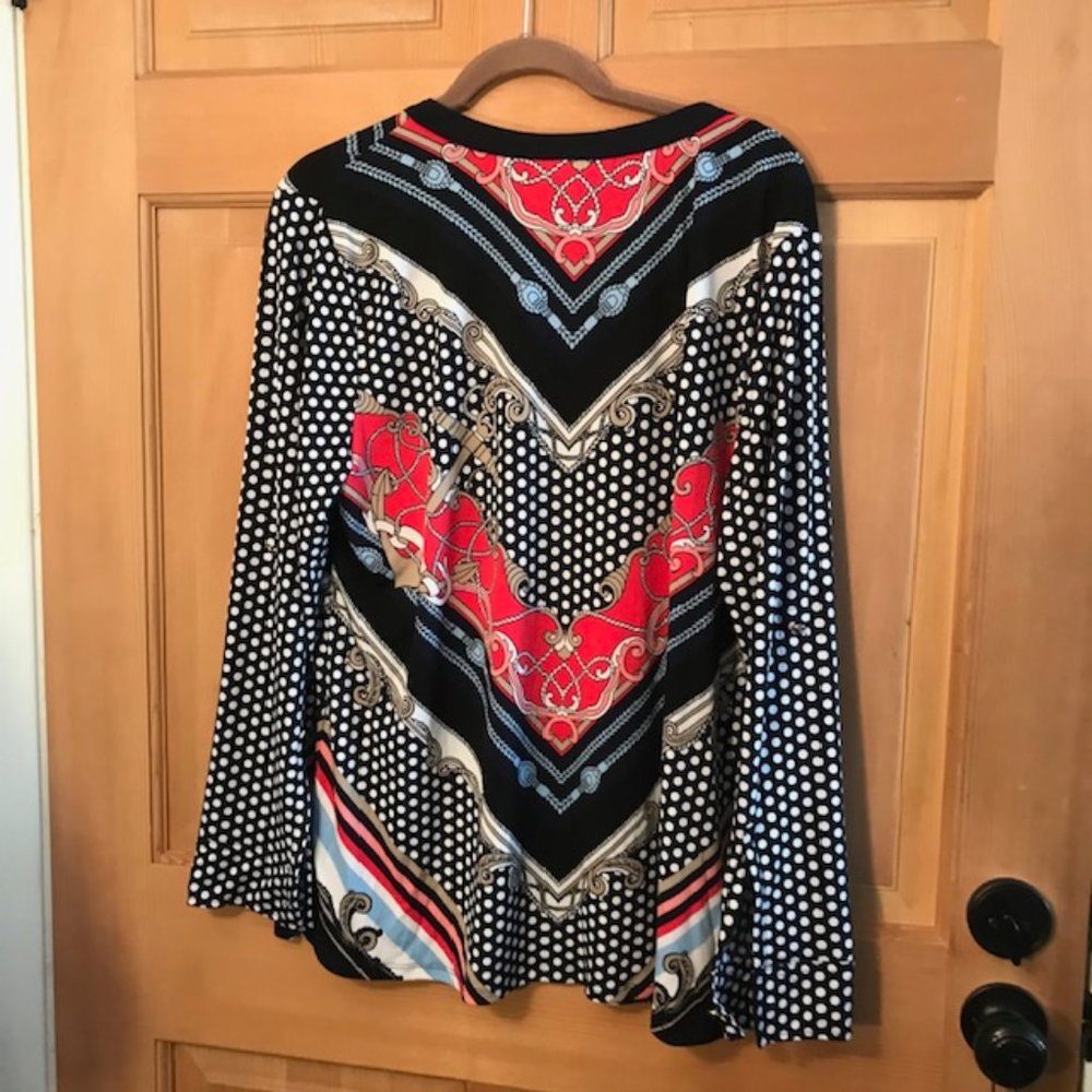 Dana Buchman Multi Pattern Button Down Blouse - image 2